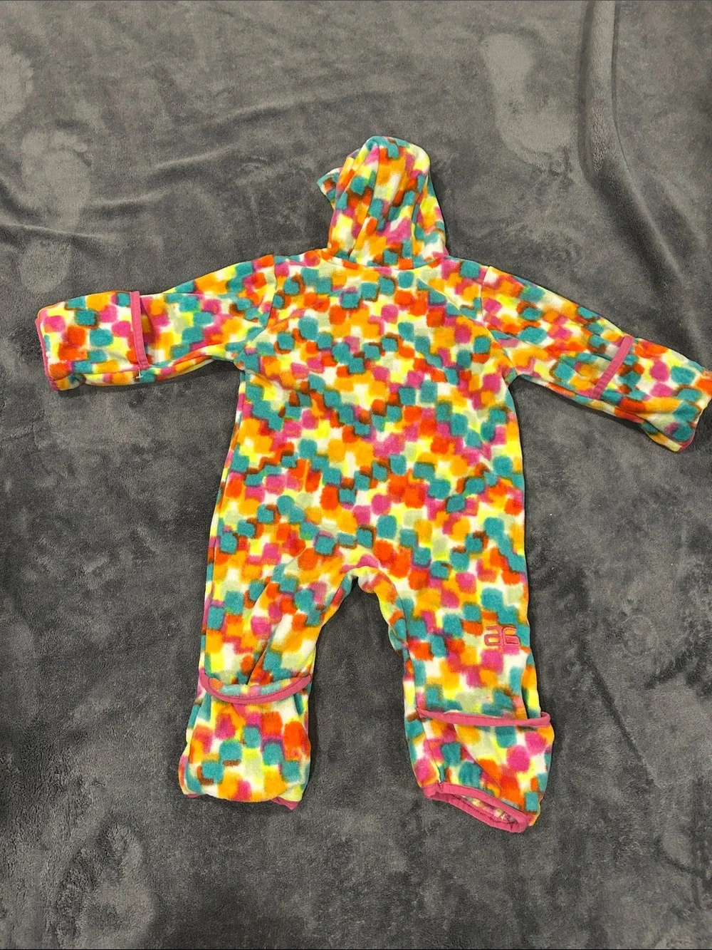 Arctix Multicolor Geometric Hooded Footed Fleece One-Piece